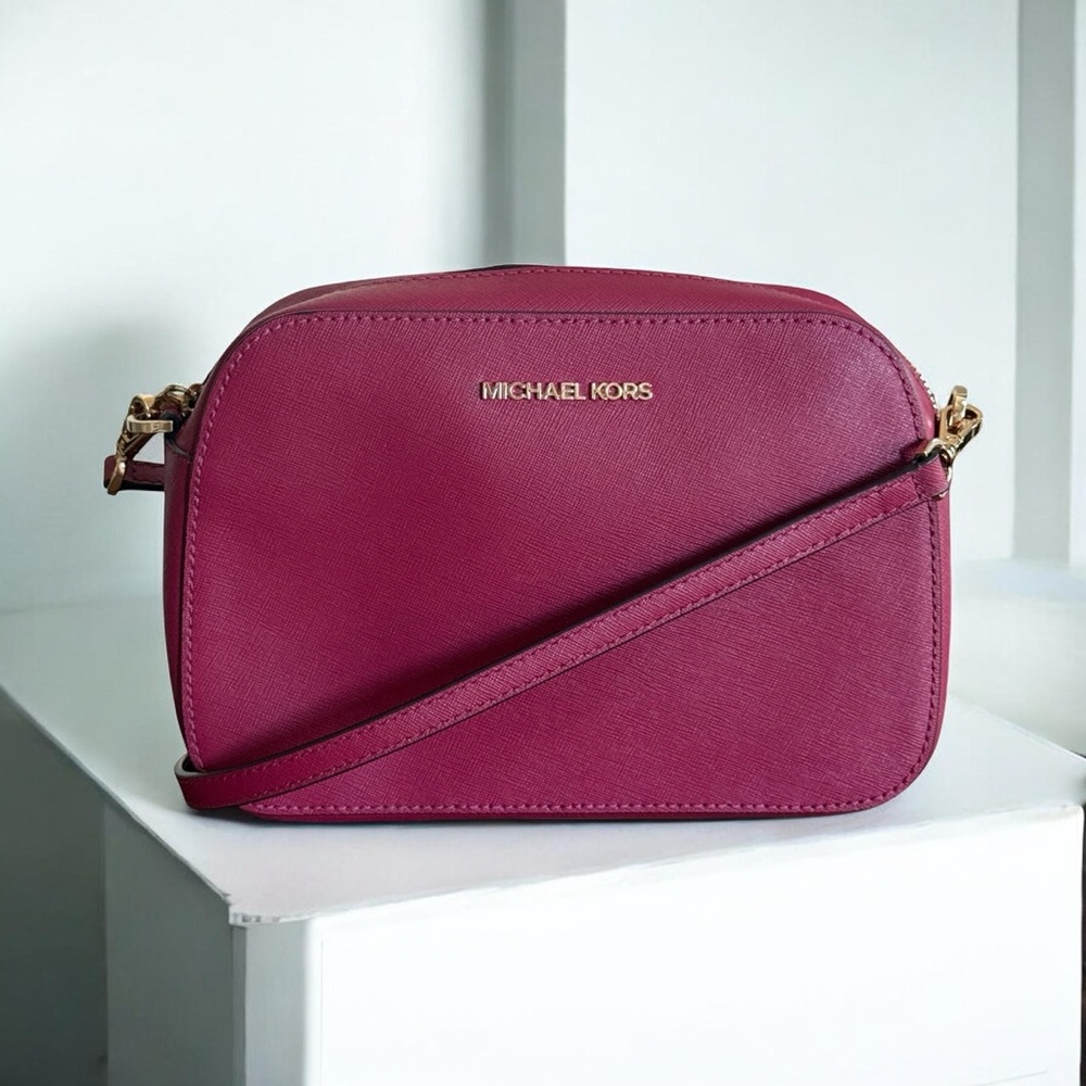 Authentic Michael Kors Magenta Crossbody Bag with Gold Hardware